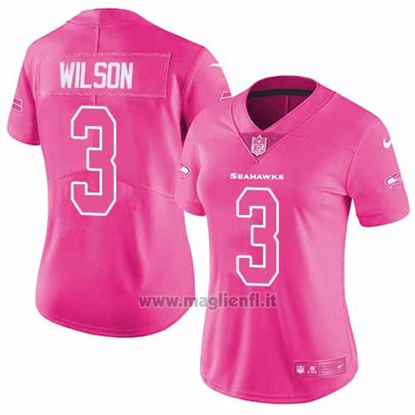 Maglia NFL Limited Donna 3 Wilson Seattle Seahawks Rosa